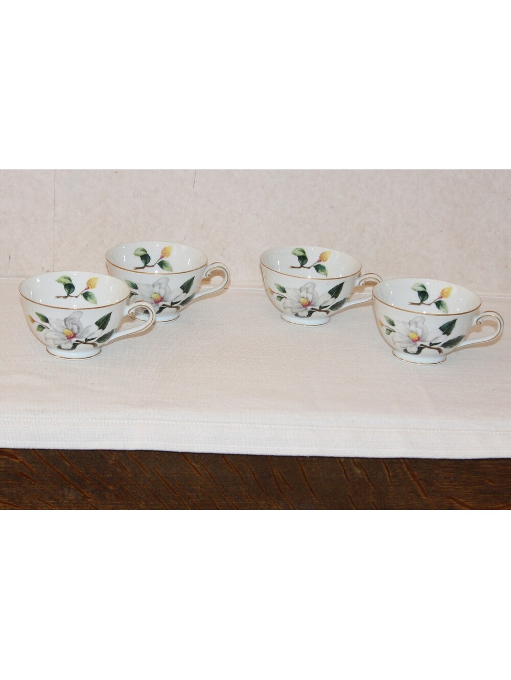 Vintage Seyei Japan Camellia Fine China Tea Cups Set of 4